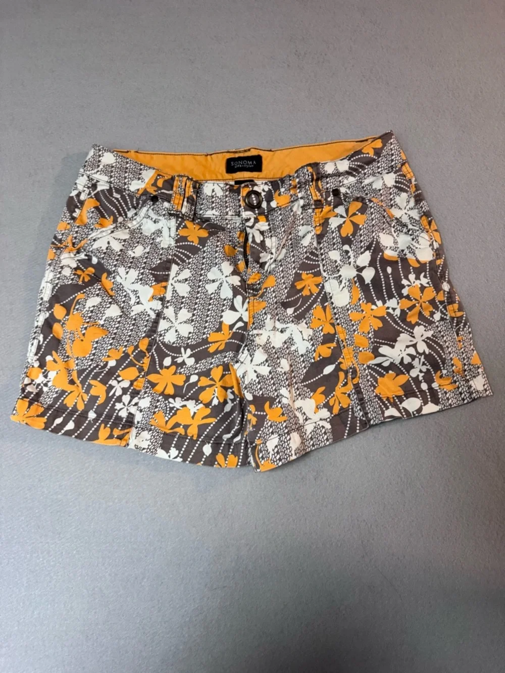 Sonoma Orange, White & Gray Floral Cotton Shorts